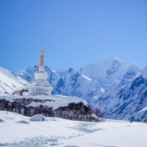 Stupa on the way to Kynjin Gompa on snow