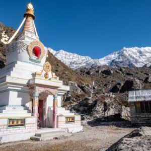Large stupa on the way to Kyangjin Kharka village in Langtang National park in Nepal.