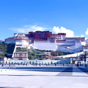 Potala Palace in Lhasa, Tibet, the former winter residence of the Dalai Lamas rising above the city at high altitude.