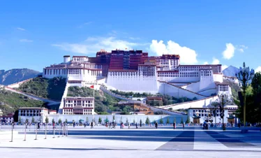 Potala Palace in Lhasa, Tibet, the former winter residence of the Dalai Lamas rising above the city at high altitude.