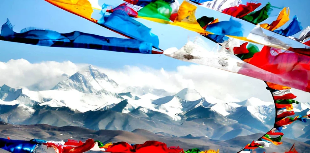 Tibet Everest Base Camp with clear views of Mount Everest’s north face