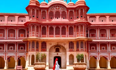City Palace courtyard in Jaipur showcasing traditional Rajasthani architecture