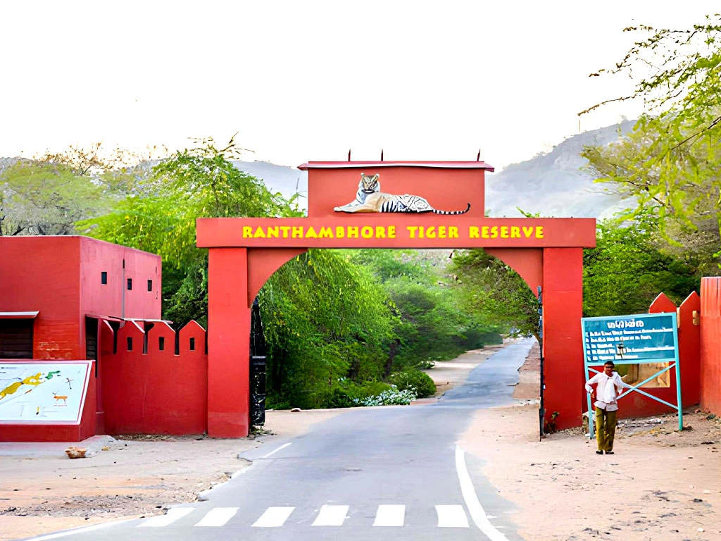 Entrance gate of Ranthambore Tiger Reserve in Rajasthan, India